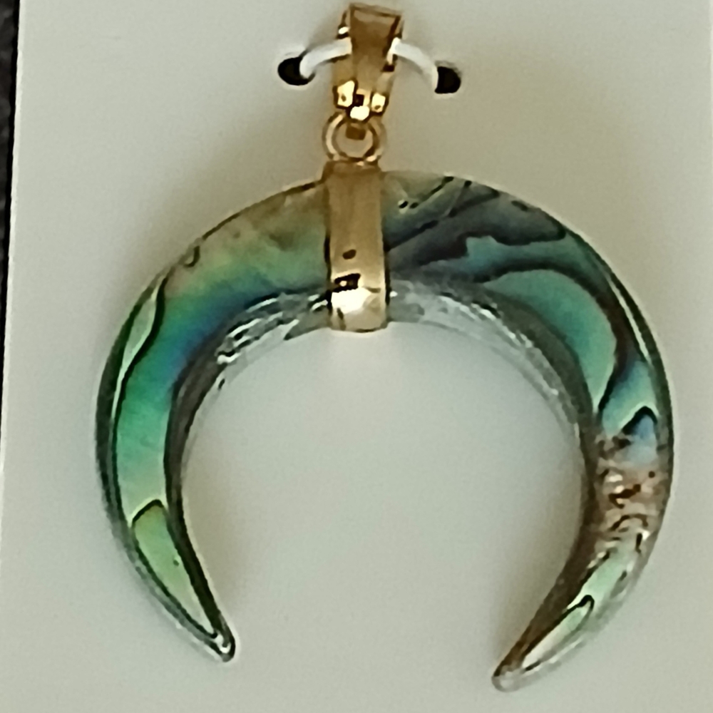Reversible Abalone Shell Crescent Pendant